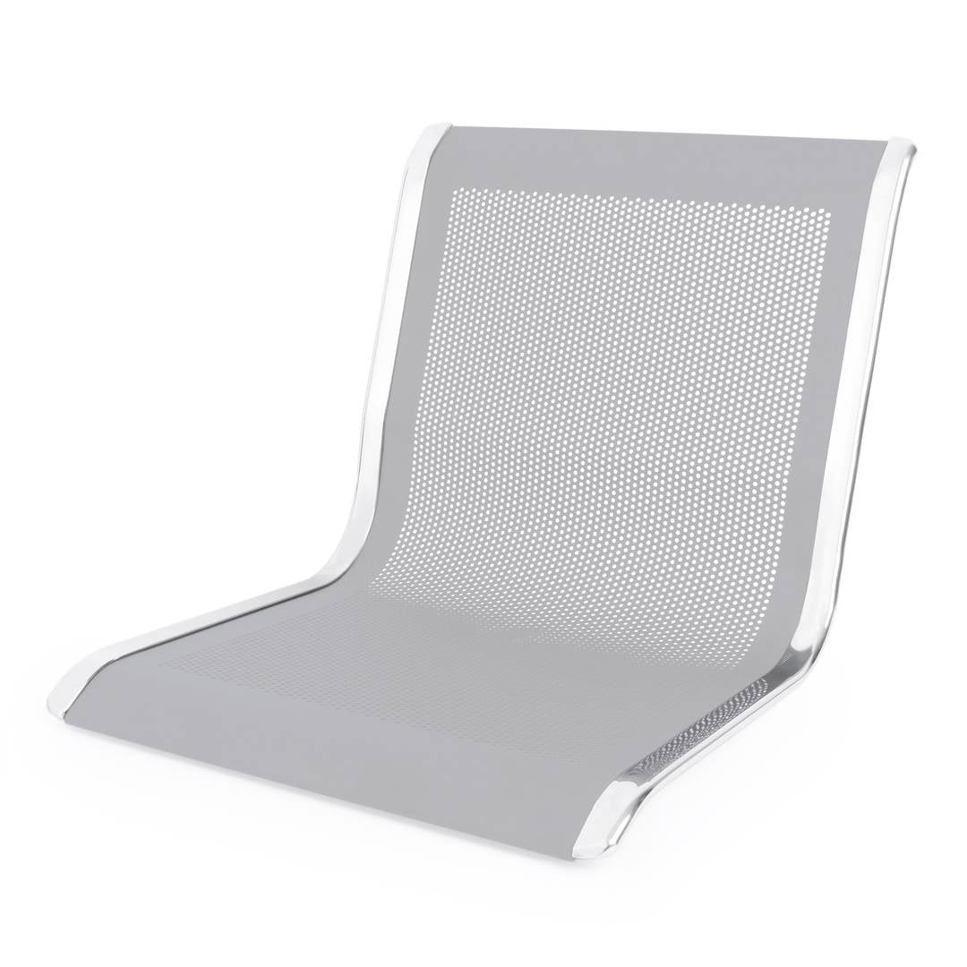 Bancada para sala de espera con sillas ergonómicas plateadas de 4 plazas