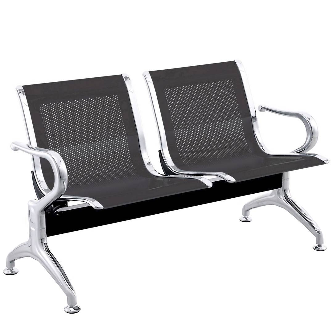 Bancada para sala de espera con sillas ergonómicas negras de 2 plazas