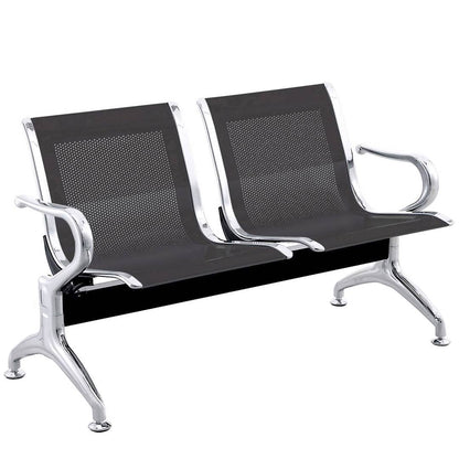 Bancada para sala de espera con sillas ergonómicas negras de 2 plazas