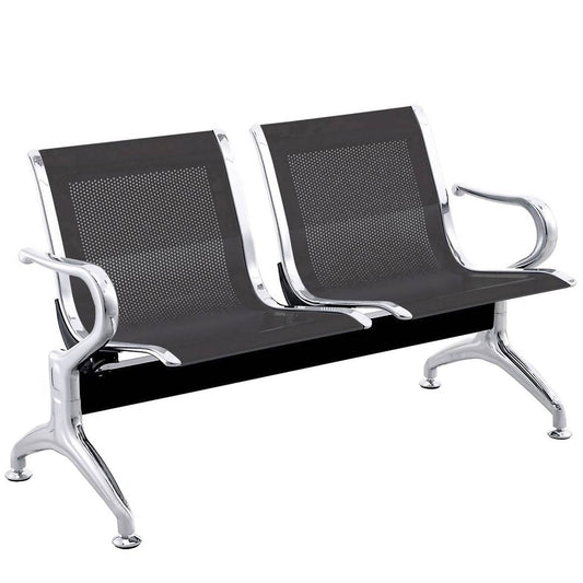 Bancada para sala de espera con sillas ergonómicas negras de 2 plazas