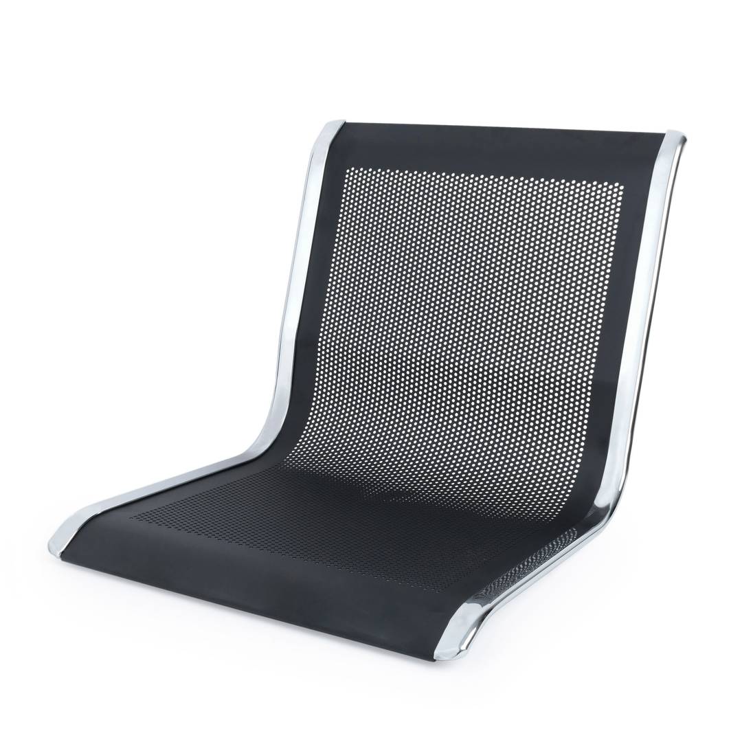 Bancada para sala de espera con sillas ergonómicas negras de 2 plazas