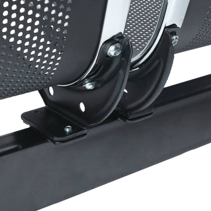 Bancada para sala de espera con sillas ergonómicas negras de 4 plazas