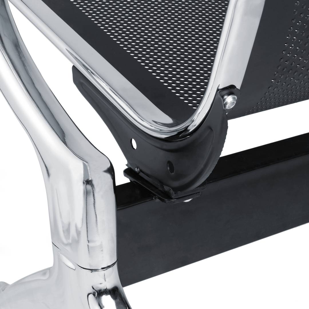 Bancada para sala de espera con sillas ergonómicas negras de 4 plazas