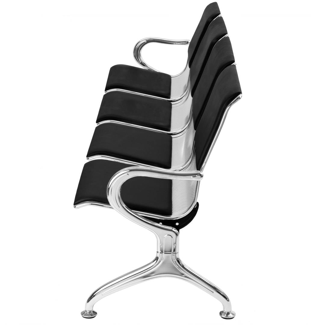 Bancada para sala de espera con sillas ergonómicas acolchadas de 4 plazas