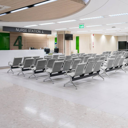 Bancada para sala de espera con sillas ergonómicas acolchadas de 4 plazas