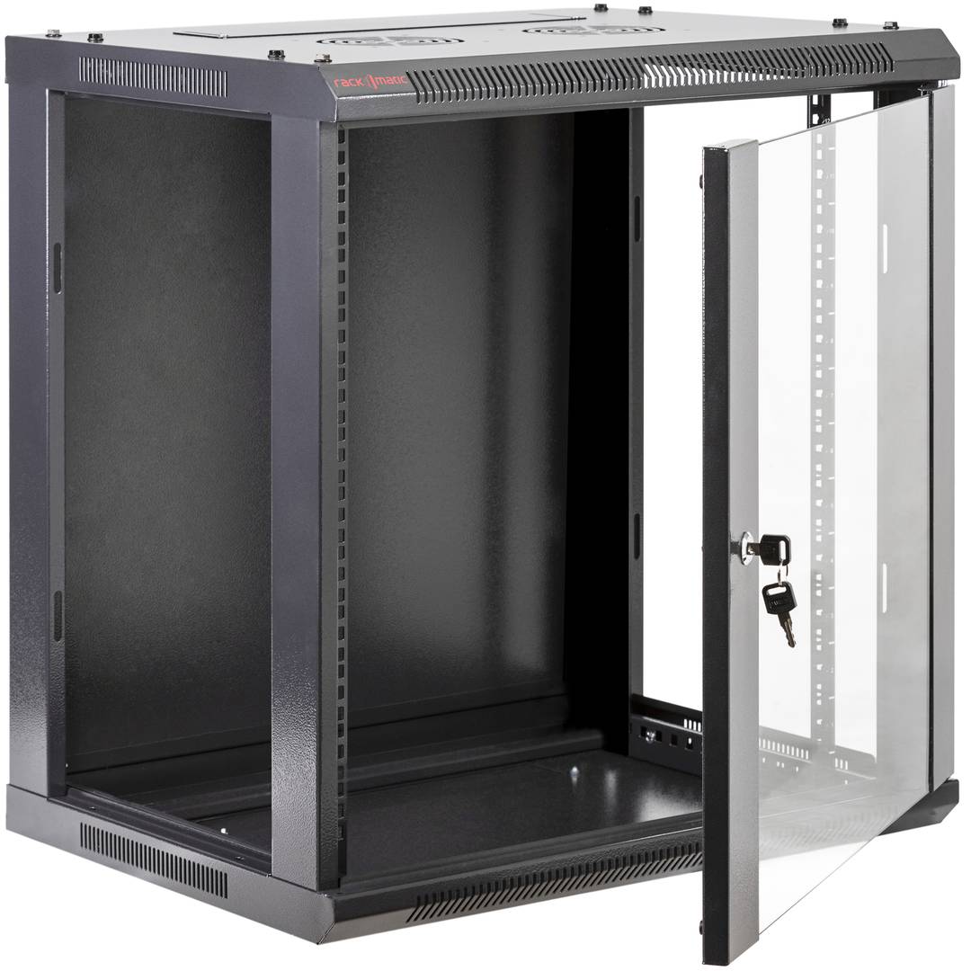 Armario rack mural 19' 12U 600x450x640mm pared negro SOHORack GO montado