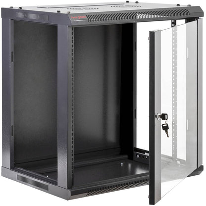 Armario rack mural 19' 12U 600x450x640mm pared negro SOHORack GO montado
