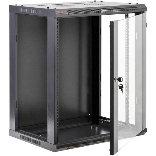 Armario rack mural 19'' 15U 600x450x770mm pared negro SOHORack GO montado