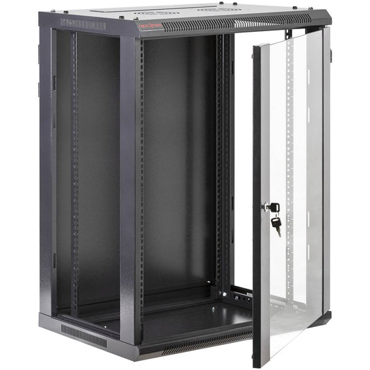 Armario rack mural 19'' 18U 600x450x900mm pared negro SOHORack GO montado