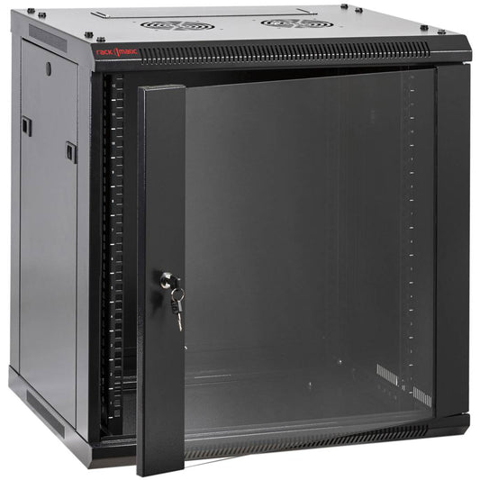 Armario rack mural 19' 12U 600x600x640mm pared negro SOHORack GO montado
