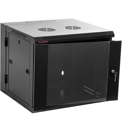 Armario rack mural 19'' pivotante 9U 600x550x500mm pared negro SOHORack GO montado