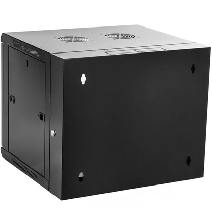 Armario rack mural 19'' pivotante 9U 600x550x500mm pared negro SOHORack GO montado