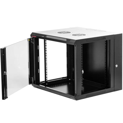 Armario rack mural 19'' pivotante 9U 600x550x500mm pared negro SOHORack GO montado