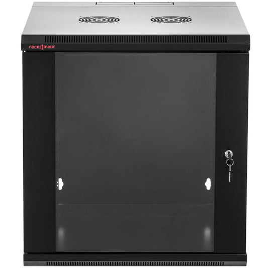 Armario rack mural 19'' pivotante 12U 600x550x635mm pared negro SOHORack GO montado