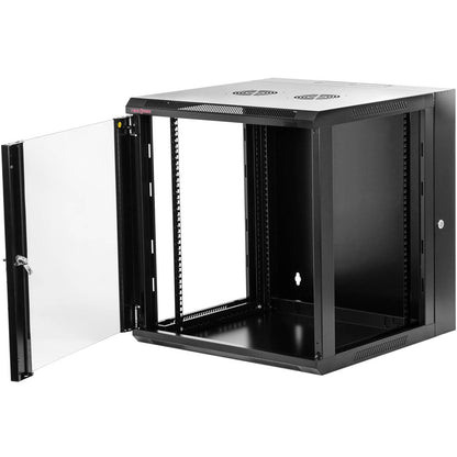 Armario rack mural 19'' pivotante 12U 600x550x635mm pared negro SOHORack GO montado