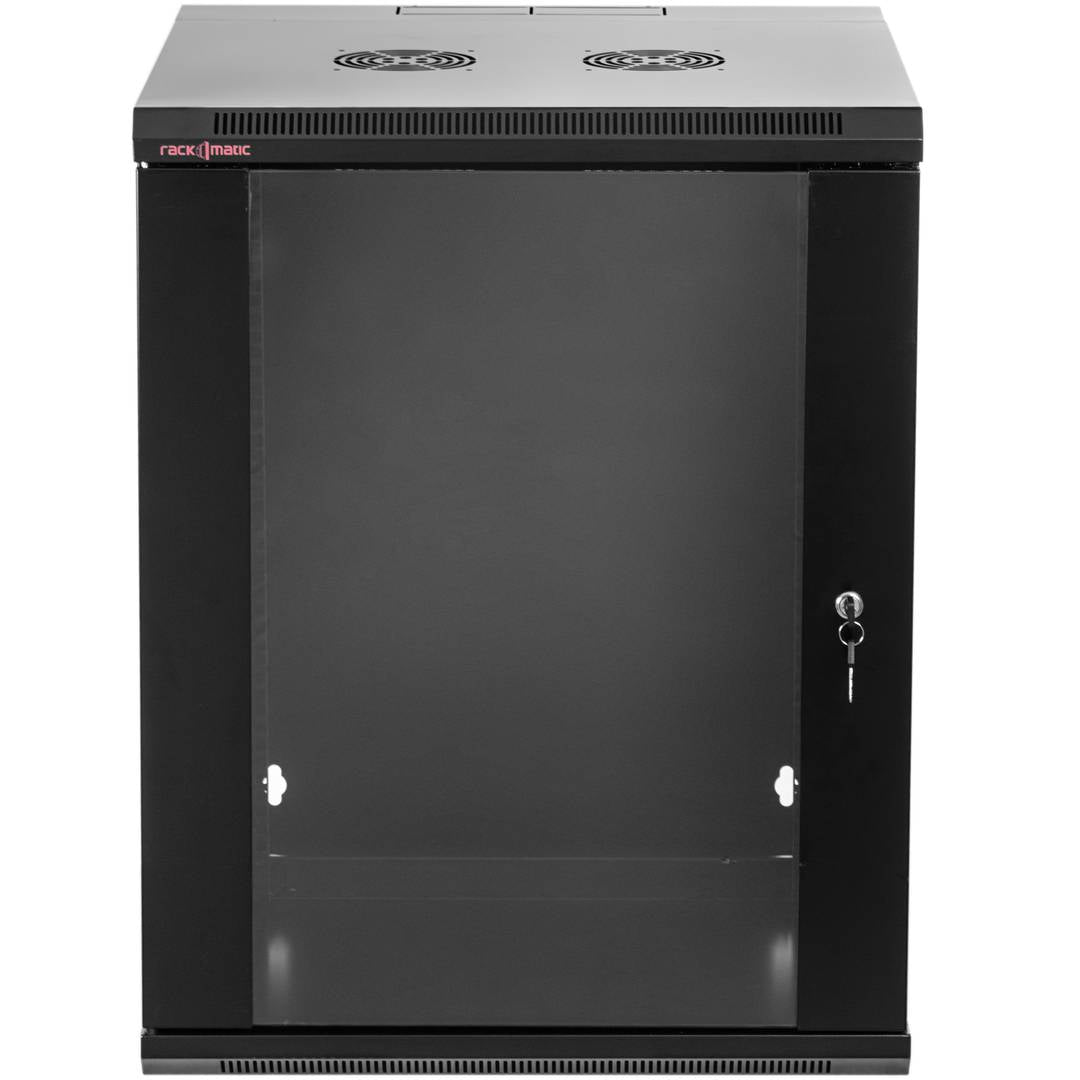 Armario rack mural 19'' pivotante 15U 600x550x770mm pared negro SOHORack GO montado