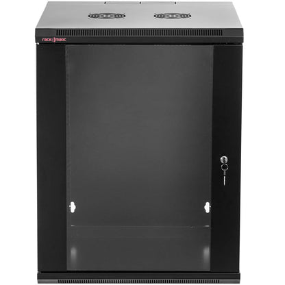 Armario rack mural 19'' pivotante 15U 600x550x770mm pared negro SOHORack GO montado