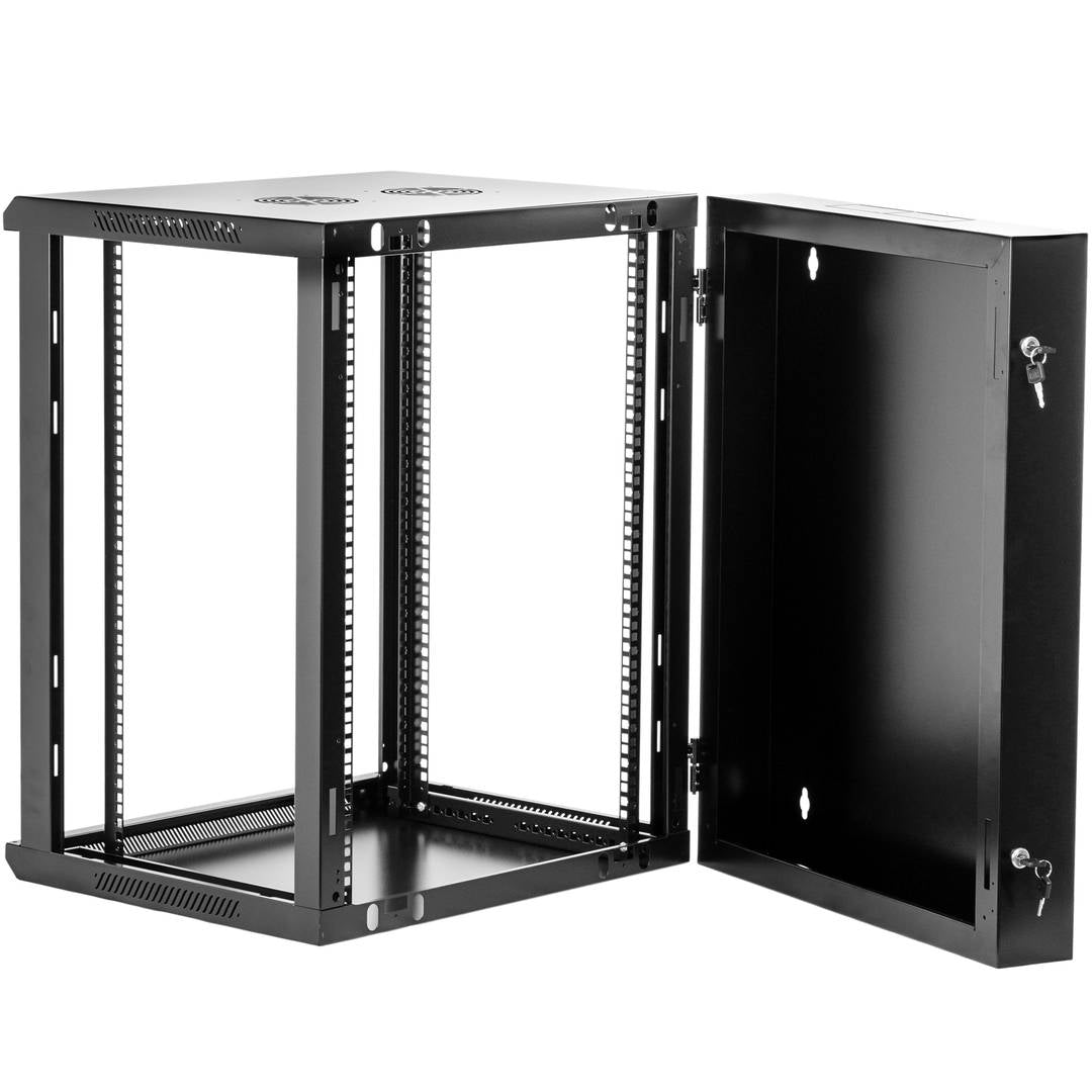 Armario rack mural 19'' pivotante 15U 600x550x770mm pared negro SOHORack GO montado