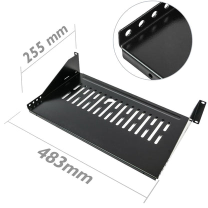 Bandeja rack de fijación frontal de 2U y profundidad 250 mm