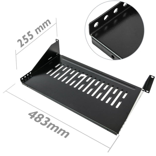 Bandeja rack de fijación frontal de 2U y profundidad 250 mm