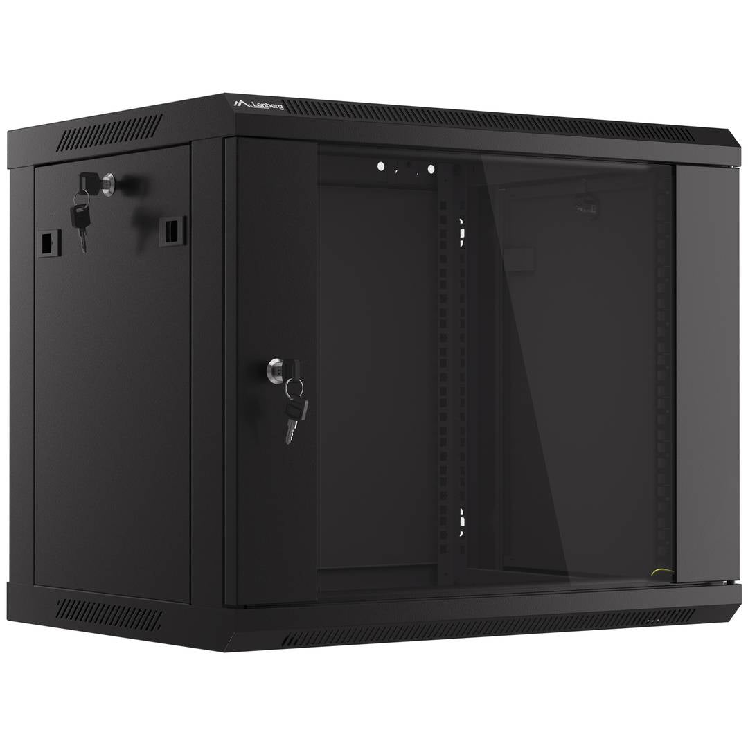 Armario Rack mural 19' 9U F450 600x450x512mm pared desmontado DIY negro Lanberg