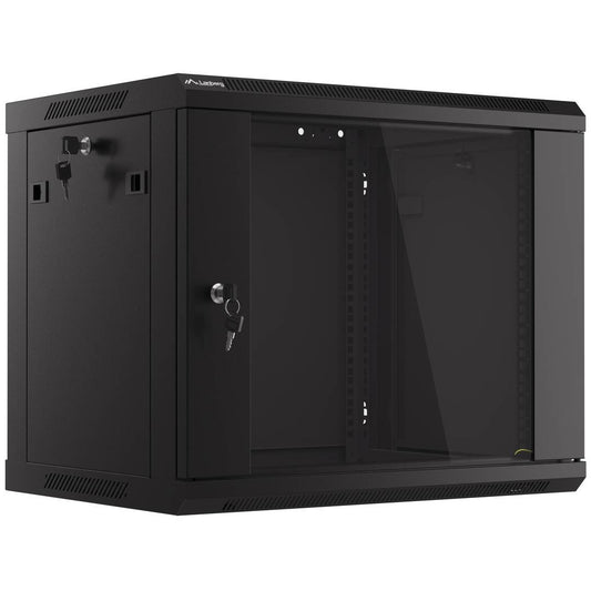 Armario Rack mural 19' 9U F450 600x450x512mm pared desmontado DIY negro Lanberg