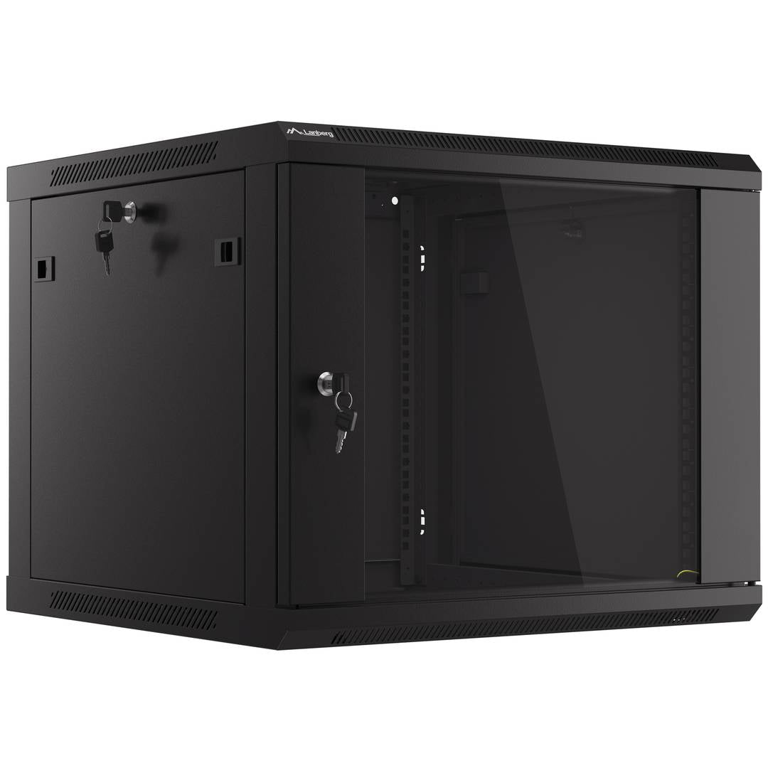 Armario Rack mural 19' 9U F600 600x600x512mm pared desmontado DIY negro Lanberg