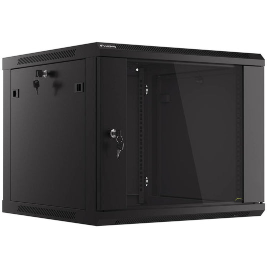 Armario Rack mural 19' 9U F600 600x600x512mm pared desmontado DIY negro Lanberg