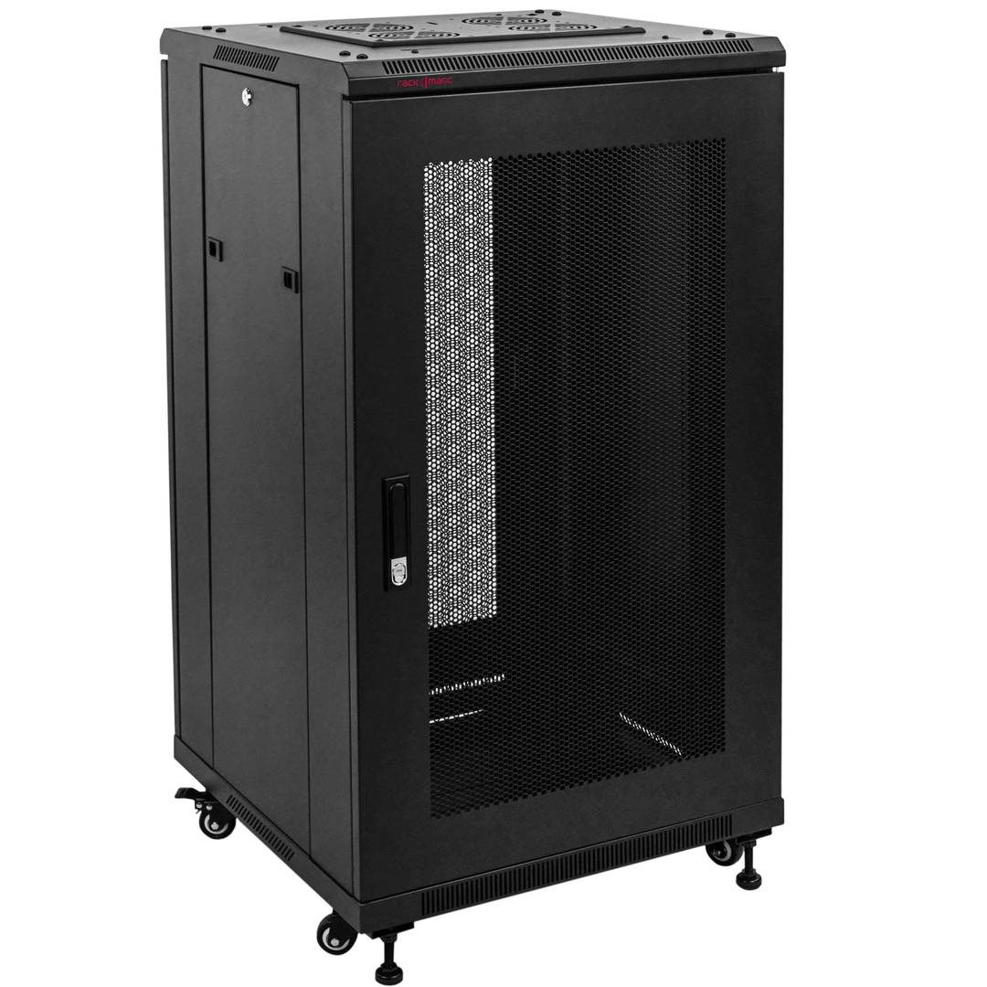 Armario rack 19' de pie 22U 600x800x1160mm puerta perforada MobiRack DIY desmontado negro