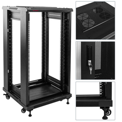 Armario rack 19' de pie 22U 600x800x1160mm puerta perforada MobiRack DIY desmontado negro