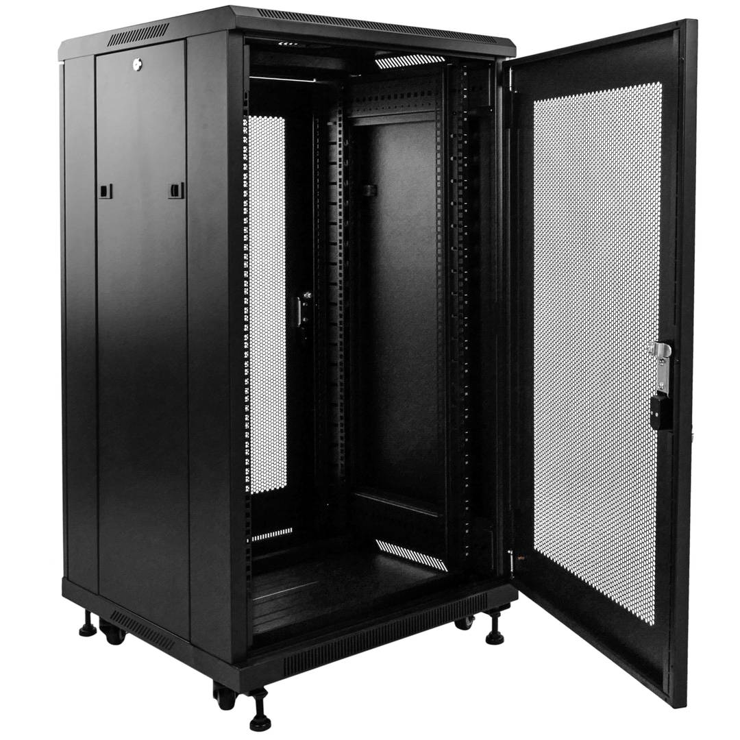 Armario rack 19' de pie 22U 600x800x1160mm puerta perforada MobiRack DIY desmontado negro
