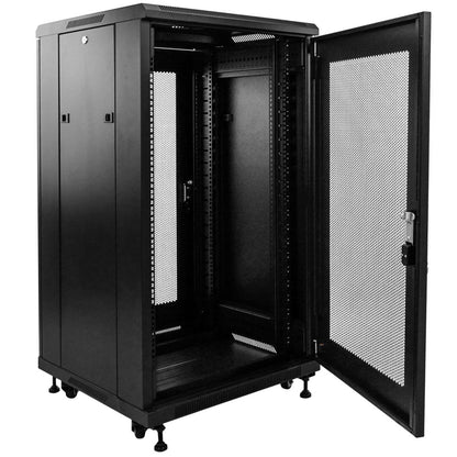 Armario rack 19' de pie 22U 600x800x1160mm puerta perforada MobiRack DIY desmontado negro