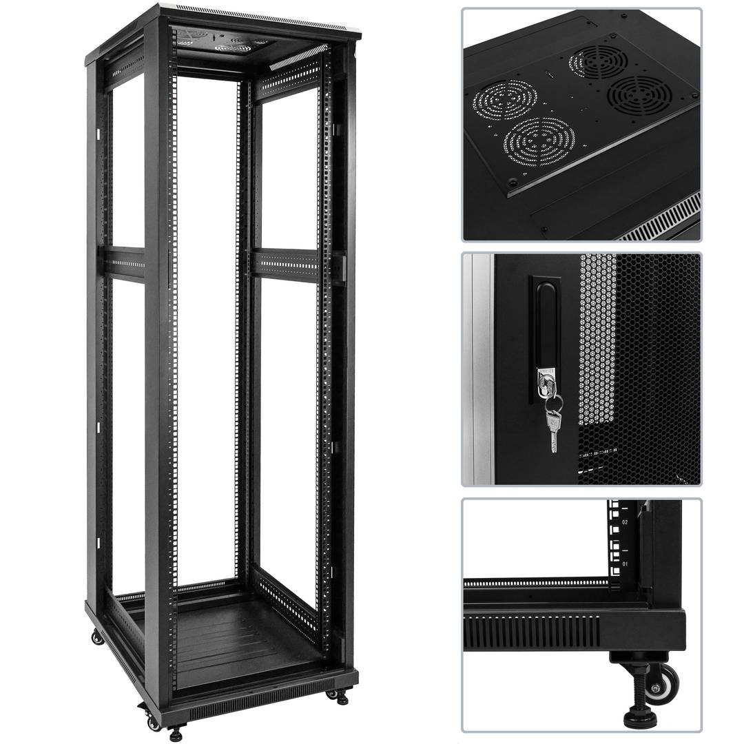Armario rack 19' de pie 42U 600x800x2000 mm negro MobiRack con puerta perforada