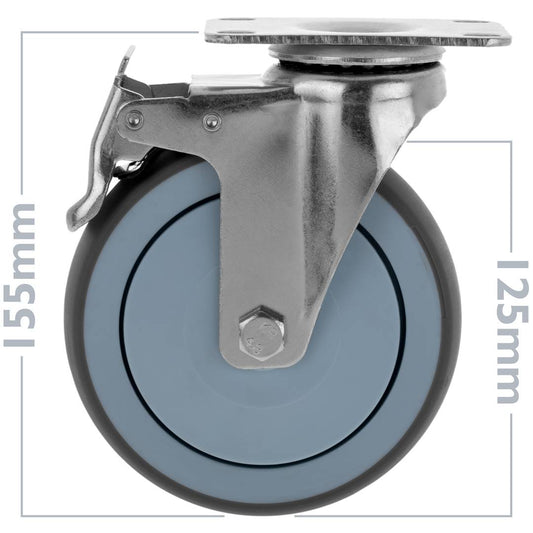 Ruedas pivotantes con freno de 12cm para armario Rack de carga y transporte Pack 4