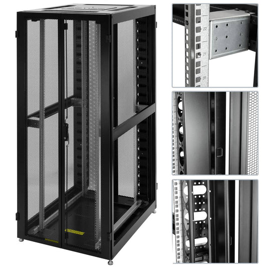 Armario rack 19' de pie 42U 800x800x2000mm puerta perforada MobiRack DIY desmontado negro
