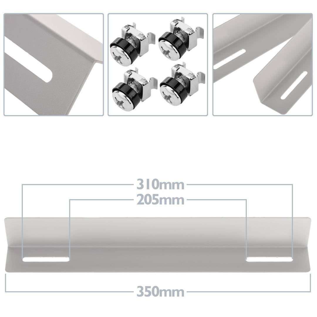 Guías laterales fijas de soporte para armario rack 19 blanco 350mm