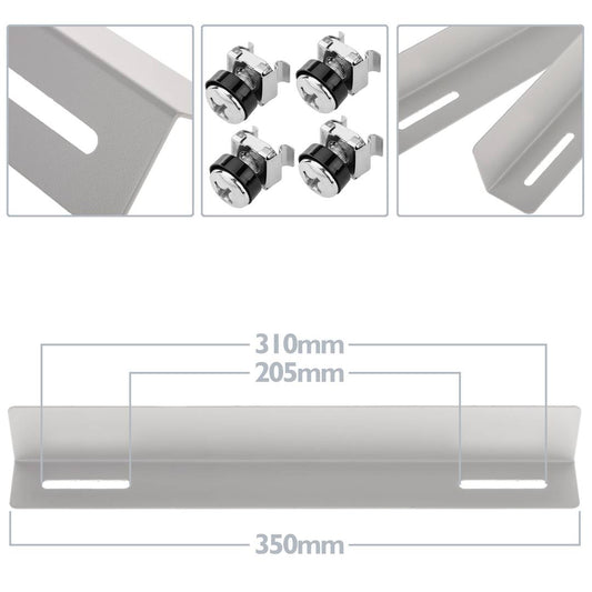 Guías laterales fijas de soporte para armario rack 19 blanco 350mm