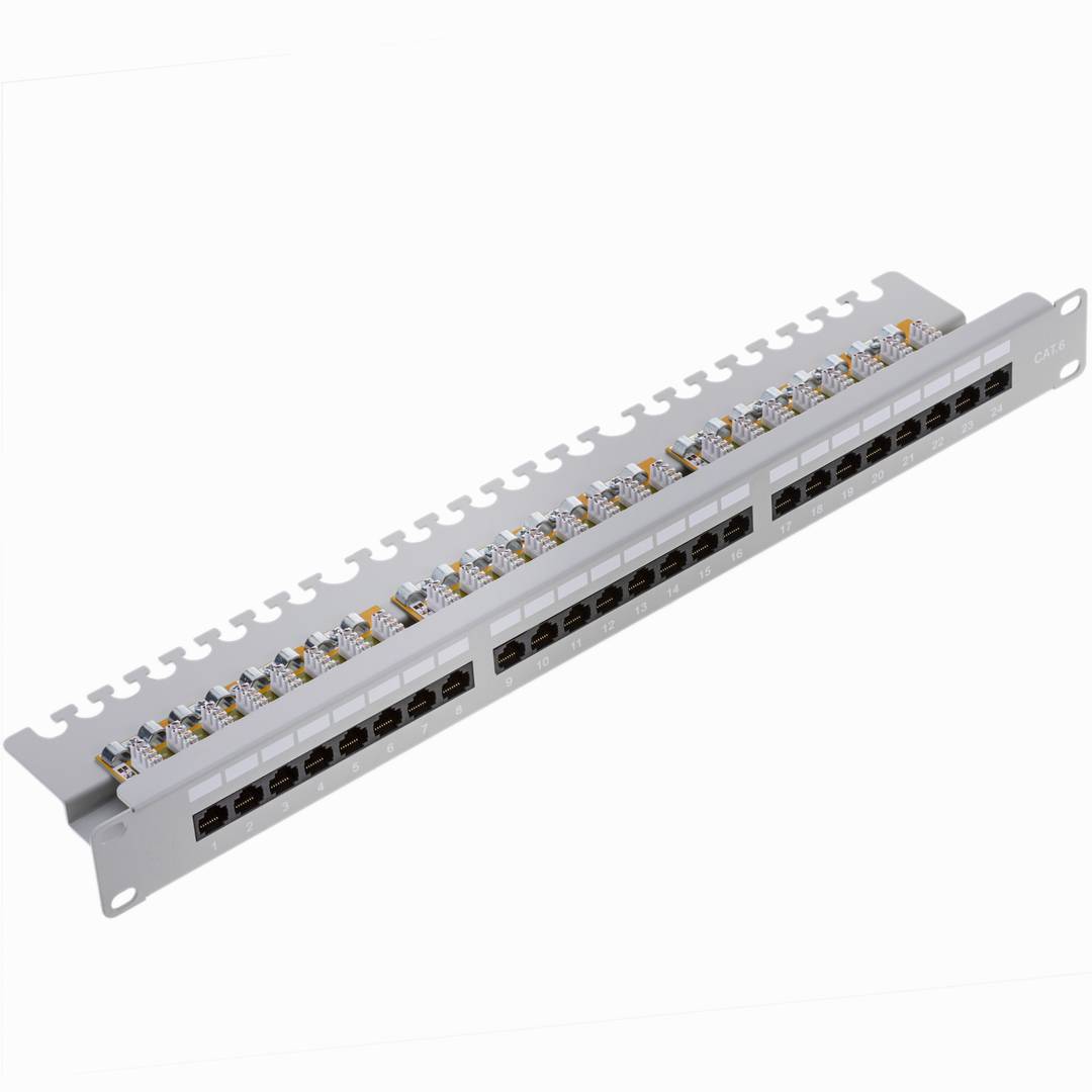 Patch panel 24 RJ45 Cat.6 UTP 1U blanco con peine