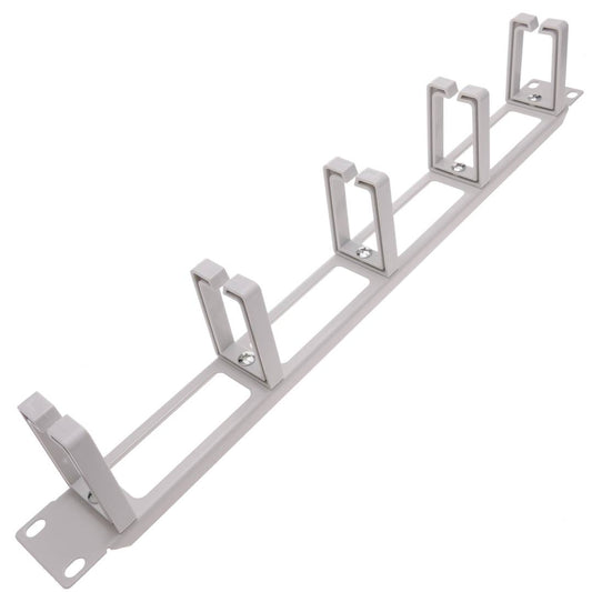 Panel guíacables para armario rack 19' 1U con 5 anillas para gestión de cables blanco