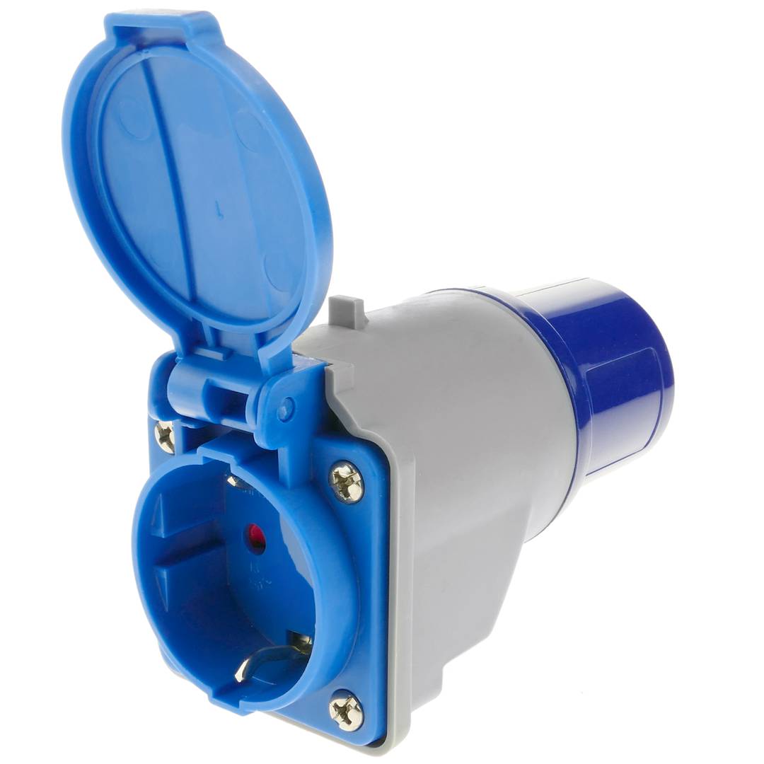 Enchufe industrial Adaptador CETAC macho a SCHUKO hembra 2P+T 16A 250V IP44 IEC-60309