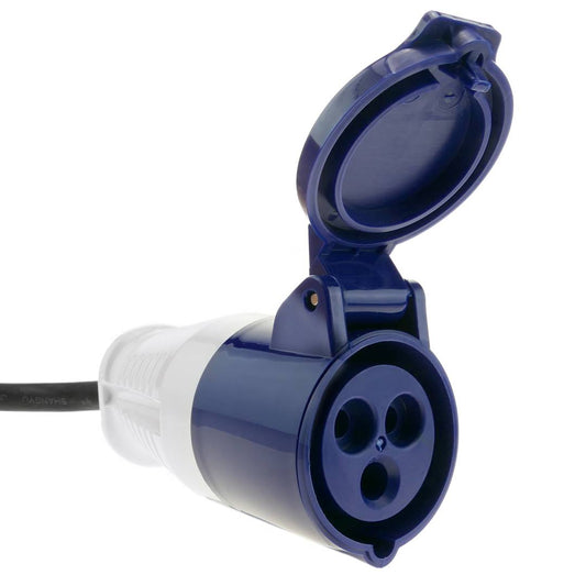 Enchufe industrial Adaptador CETAC hembra a SCHUKO macho 2P+T 16A 250V IP44 IEC-60309 cable 1m