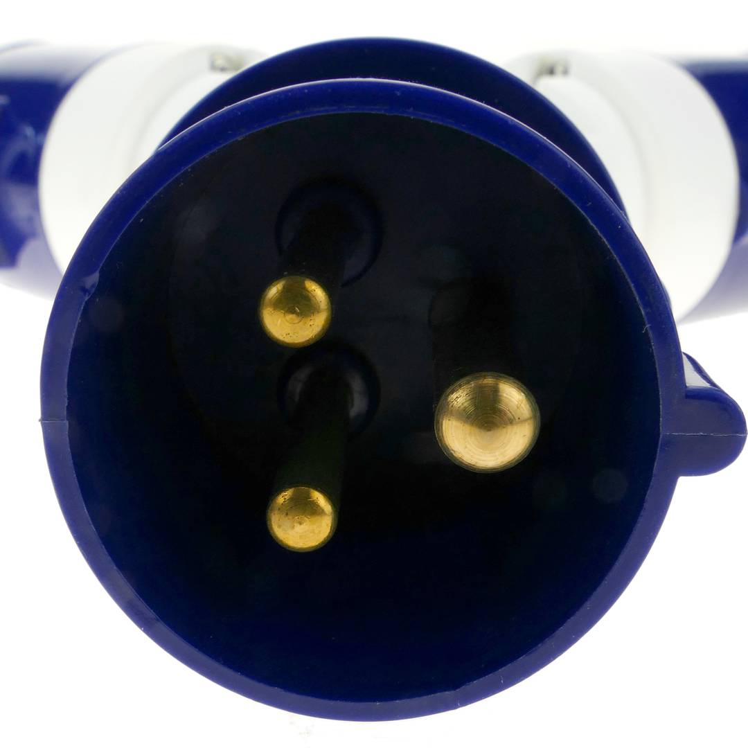 Enchufe industrial Adaptador CETAC macho a 2 x CETAC hembra 2P+T 16A 250V IP44 IEC-60309