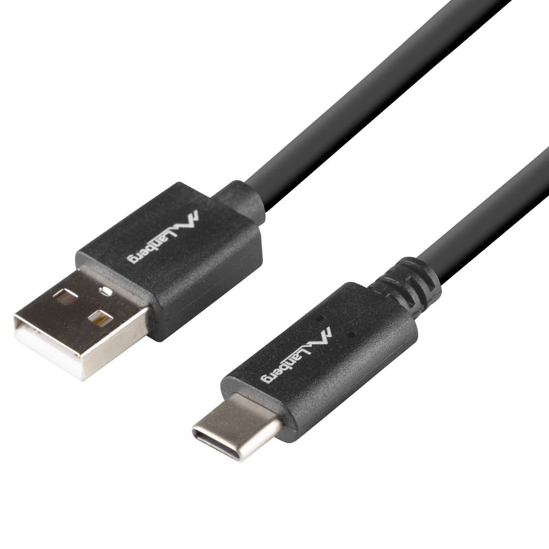 Cable USB C macho a USB A macho 2.0 negro de Lanberg de 1 m de Black Box QC 3.0 CA-USBO-15CU-0010-BK