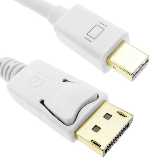 Cable Mini Displayport a Displayport 2K 4K 1080p FullHD para audio y vídeo digital 3m blanco