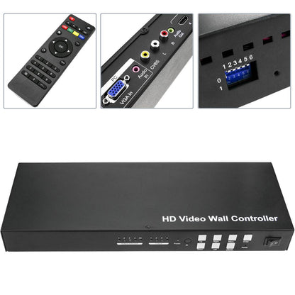 Videowall matriz de vídeo de 4 pantallas 2x2 1x4 4x1 HDMI CVBS VGA USB ampliable