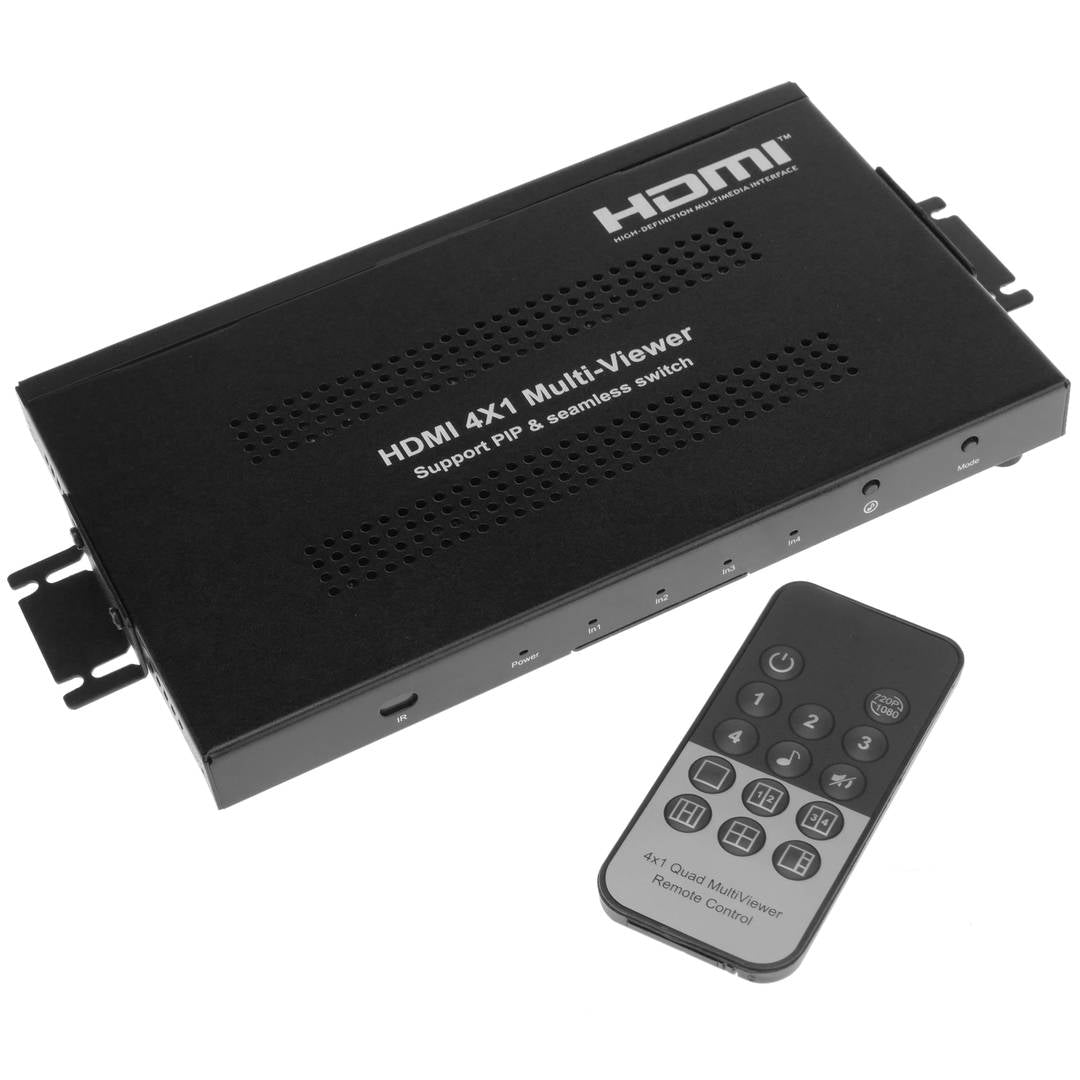 Conmutador de vídeo HDMI 4x1 con multipantalla simultánea